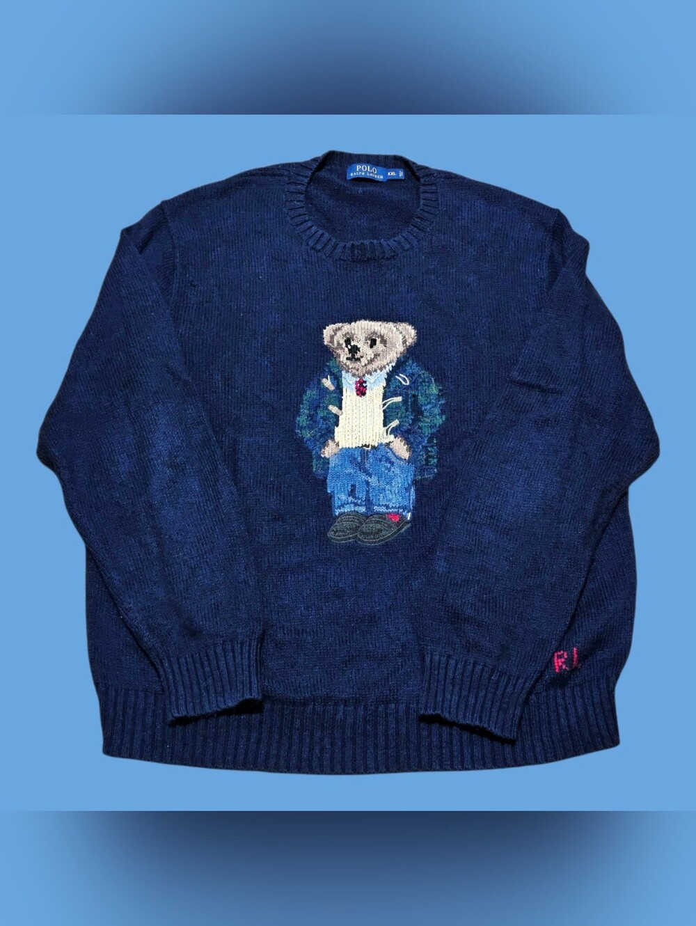 Ralph Lauren Navy Bear Crewneck Sweater